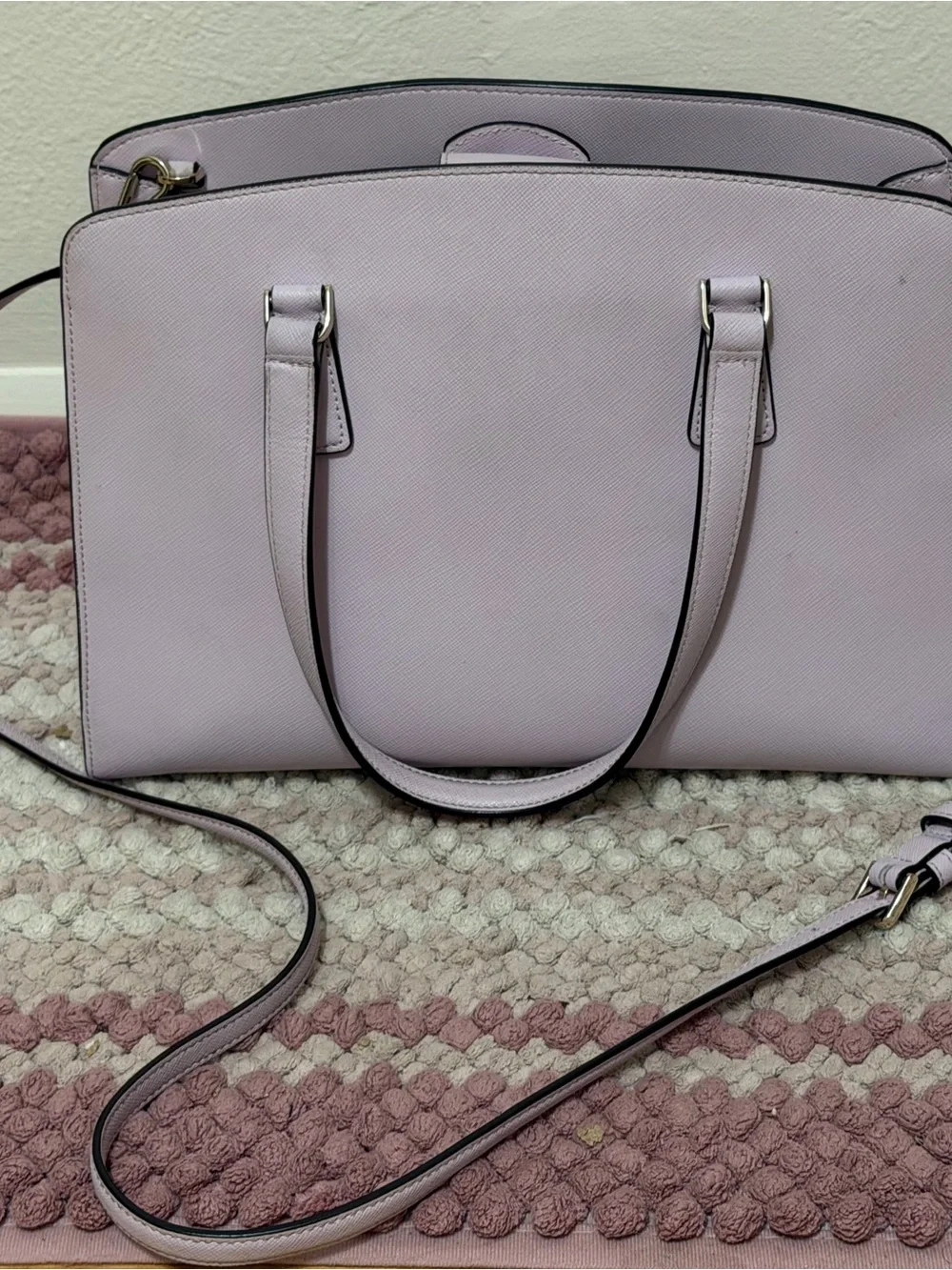 kate spade lavender leather satchel with detachable strap